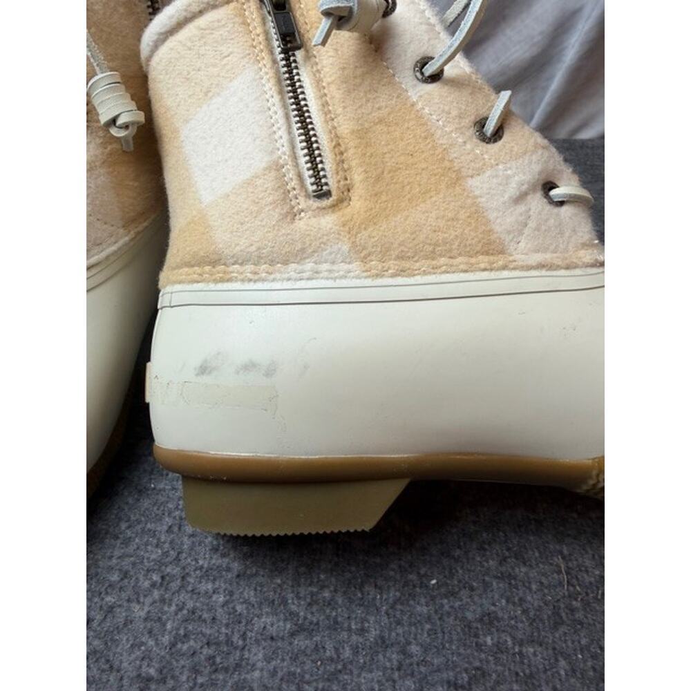 Sperry Women's Saltwater Emboss Wool Boots Waterproof White/Plaid sz 11M - Picture 8 of 10